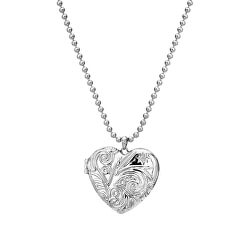 Strieborný srdiečkový náhrdelník s diamantom Memories Heart Locket DP772