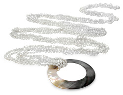 Multifunkční dlouhý šál z bílých perel JL0239