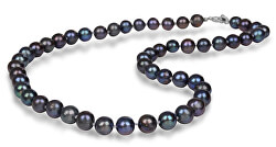 Colier cu perle reale albastru metalizat JL0265