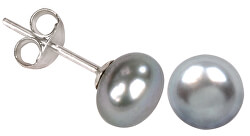 Cercei cu perle reale culoare gri JL0029