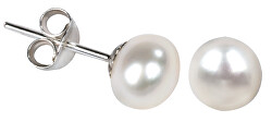 Cercei din perle albe reale JL0026