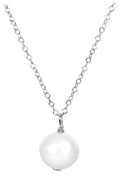 Echte Perle weißer Farbe an silbernen Kette JL0087