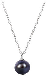 Pravá perla kovové barvy na stříbrném řetízku JL0086 (řetízek, přívěsek)