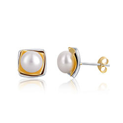 Bicolor stříbrné náušnice s pravou perlou JL0622