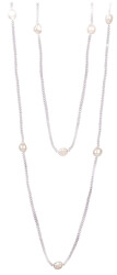 Lange Halskette aus weißen echten Perlen JL0427
