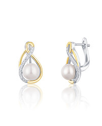 Elegante Bicolor Ohrringe mit echten Perlen JL0721