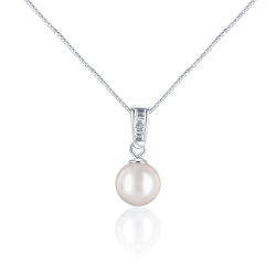 Elegantní náhrdelník s mořskou perlou Akoya a krystaly JL0658 (řetízek, přívěsek)
