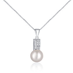 Colier elegant cu perle reale și zirconii JL0645 (lanț, pandantiv)