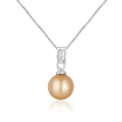 Elegante Silberkette mit goldener Perle des Südpazifiks JL0734 (Halskette, Anhänger)