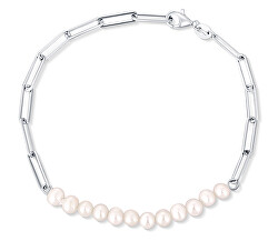 Fashion strieborný náramok s perlami JL0757