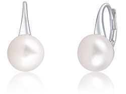 Jemné stříbrné náušnice s pravou perlou JL0643