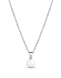 Jemný stříbrný náhrdelník s pravou perlou JL0835 (řetízek, přívěsek)
