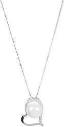 Stříbrný náhrdelník se srdíčkem a pravou perlou JL0461 (řetízek, přívěsek)