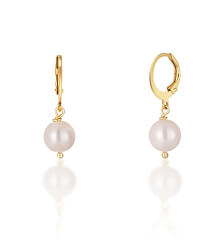 Schöne vergoldete Ohrringe mit echten weißen Perlen JL0678