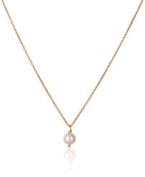 Schöne vergoldete Halskette mit echter weißer Perle JL0679