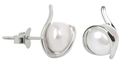 Módní náušnice ze stříbra s pravou perlou JL0401
