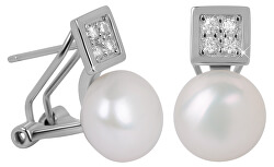 Nádherné náušnice s pravou perlou a krystaly JL0430
