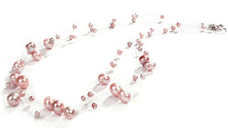 Halskette aus schwebenden echten rosa Perlen JL0826