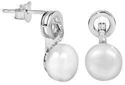 Náušnice s bielou pravou perlou JL0503