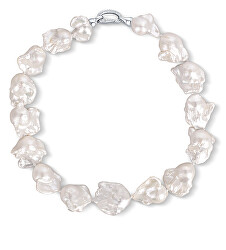 Nepřehlédnutelný stříbrný náhrdelník z velkých barokních perel JL0795