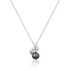 Něžný náhrdelník s pravou perlou a zirkony JL0750 (řetízek, přívěsek)