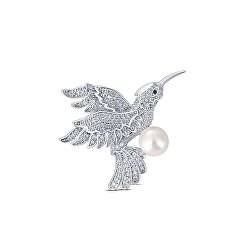 Okouzlující brož kolibřík s pravou perlou JL0515