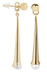 Lange vergoldete Ohrringe 2in1 mit echten Perlen JL0410