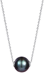 Dámsky náhrdelník s pravou čiernou perlou JL0582 (retiazka, prívesok)