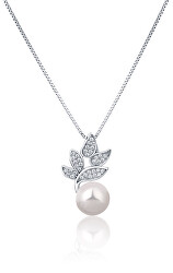 Wunderschöne Silberkette mit echter Perle und Zirkonen JL0785 (Halskette, Anhänger)