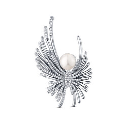Půvabná brož anděl s perlou a krystaly JL0823