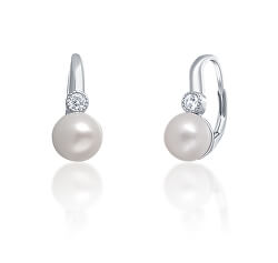 Gyönyörű ezüst fülbevalók valódi fehér gyöngyből JL0673