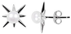Stříbrné náušnice Star s pravými perlami JL0544