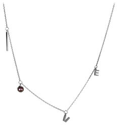 Stříbrný náhrdelník Love s pravou perlou JL0339