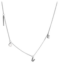 Stříbrný náhrdelník Love s pravou perlou JL0340