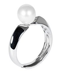 Stříbrný prsten s bílou perlou JL0542
