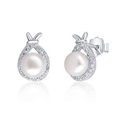 Orecchini di design in argento con perla e zirconi JL0605