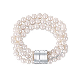 Dreireihiges Armband aus echten weißen Perlen JL0668