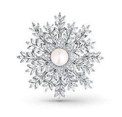 Spilla scintillante Fiocco di neve 2in1 con vera perla JL0847