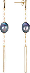 Vergoldete Silberohrringe mit echter blauer Perle JL0463