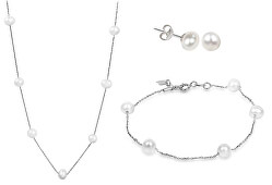 Zvýhodněná perlová souprava šperků JL0355, JL0353 a JL0026 (náhrdelník, náramek, náušnice)