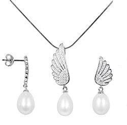 Set de bijuterii cu perle la preț avantajos JL0534 și JL0535 (colier, cercei)