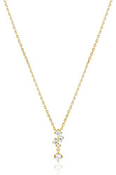 Blyštivý pozlátený náhrdelník so zirkónmi SVLN0461X75GO45