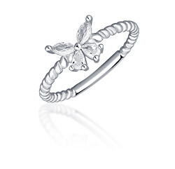Blyštivý stříbrný prsten s motýlkem SVLR0744XI2BI
