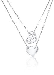 Dvojitý romantický náhrdelník zo striebra SVLN0164XH20043 (retiazka, 2x prívesok)