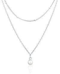 Collana doppia in argento con perla autentica SVLN0406X61P145