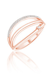 Elegantní bronzový prsten se zirkony SVLR0393XH2RO