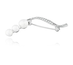 Elegantní stříbrná brož s perlami a zirkony SVLD0002XD2P100