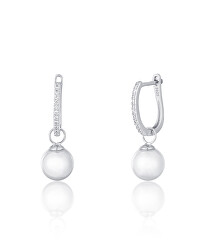 Elegantní stříbrné náušnice s perlami 2v1 SVLE1084XH2P100
