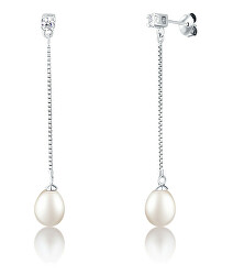 Elegantné strieborné náušnice s perlou SVLE0013SD2P100