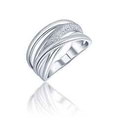 Elegantný strieborný prsteň so zirkónmi SVLR0396XH2BI
